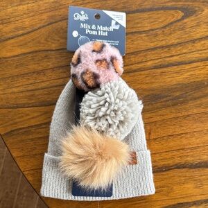 Mix & Match Pom Hat - Gray with Multicolor Poms